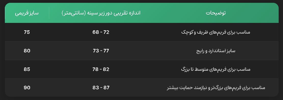 سایز بندی سوتین لیسا آسمانی